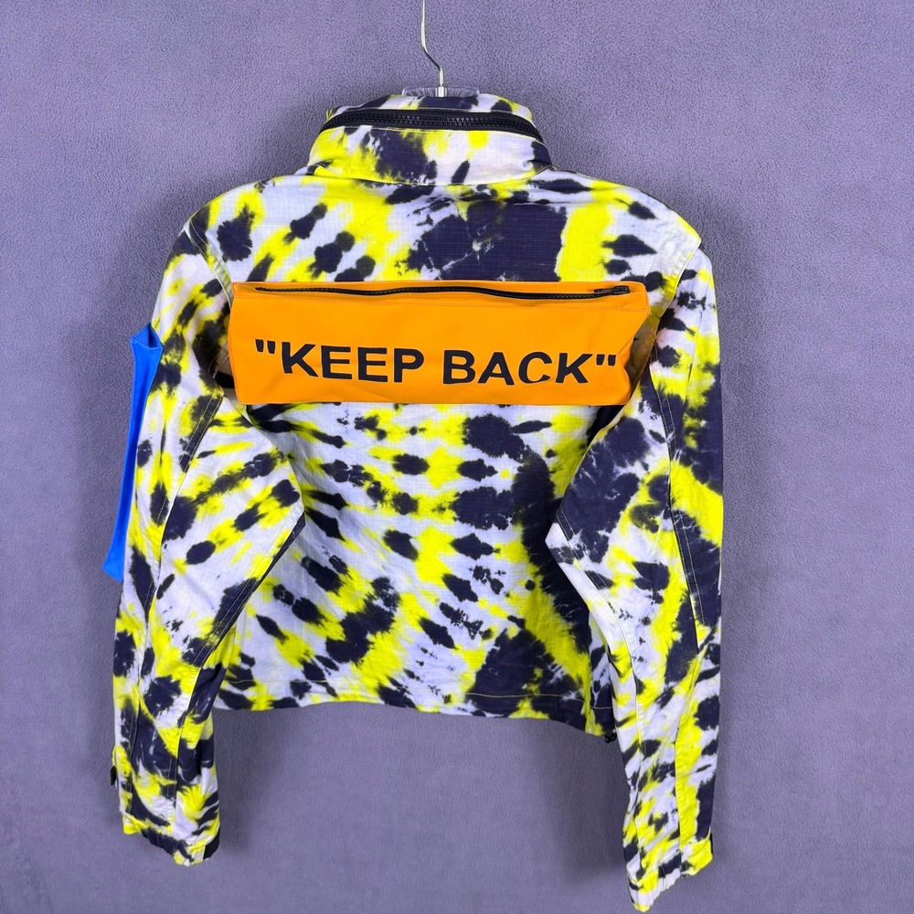 Nike x Off-White Jacket Womens M Yellow Tie Dye Utility Crop Cargo CK4808-702